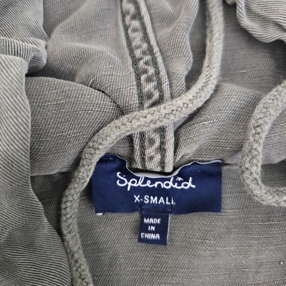 Splendid Utility Jacket XS Gray Lyocell Linen‎ Blend Hooded Cargo Anorak Coat - Picture 4 of 11